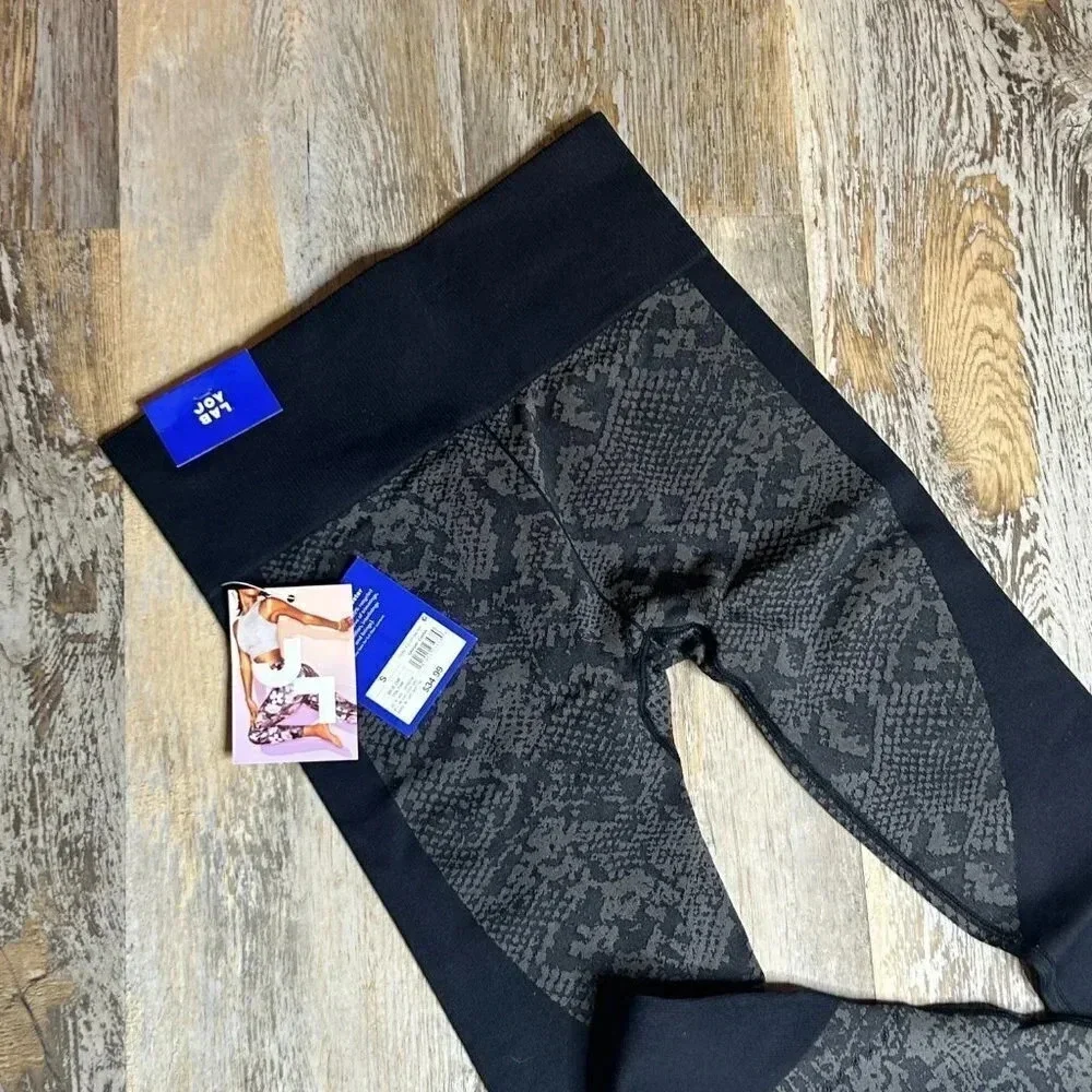 Joy Lab Hi Rise Leggings Black Snake Print 7/8 Length Size Small NWT